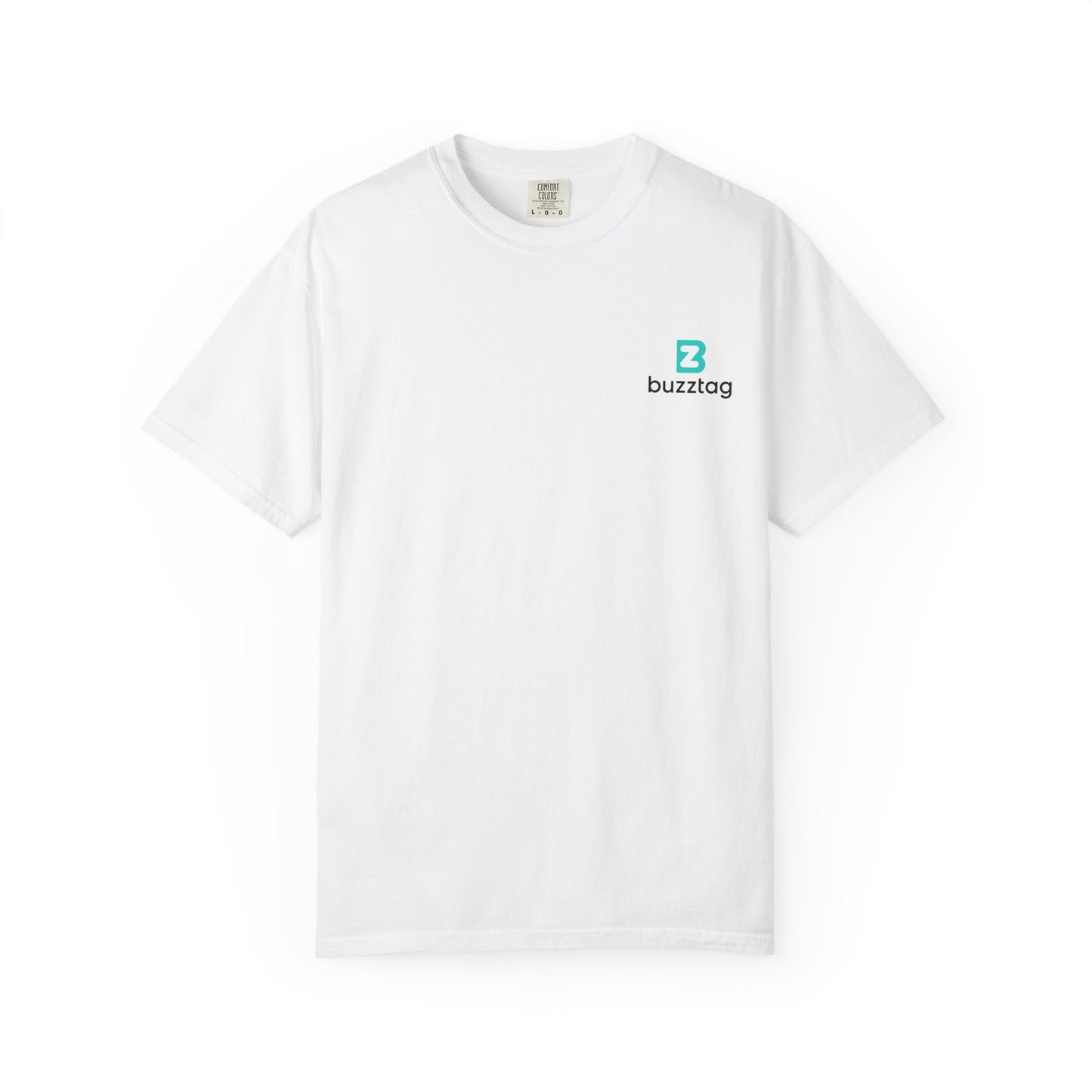 Buzztag Logo T-Shirt — Minimal Teal Chest Graphic
